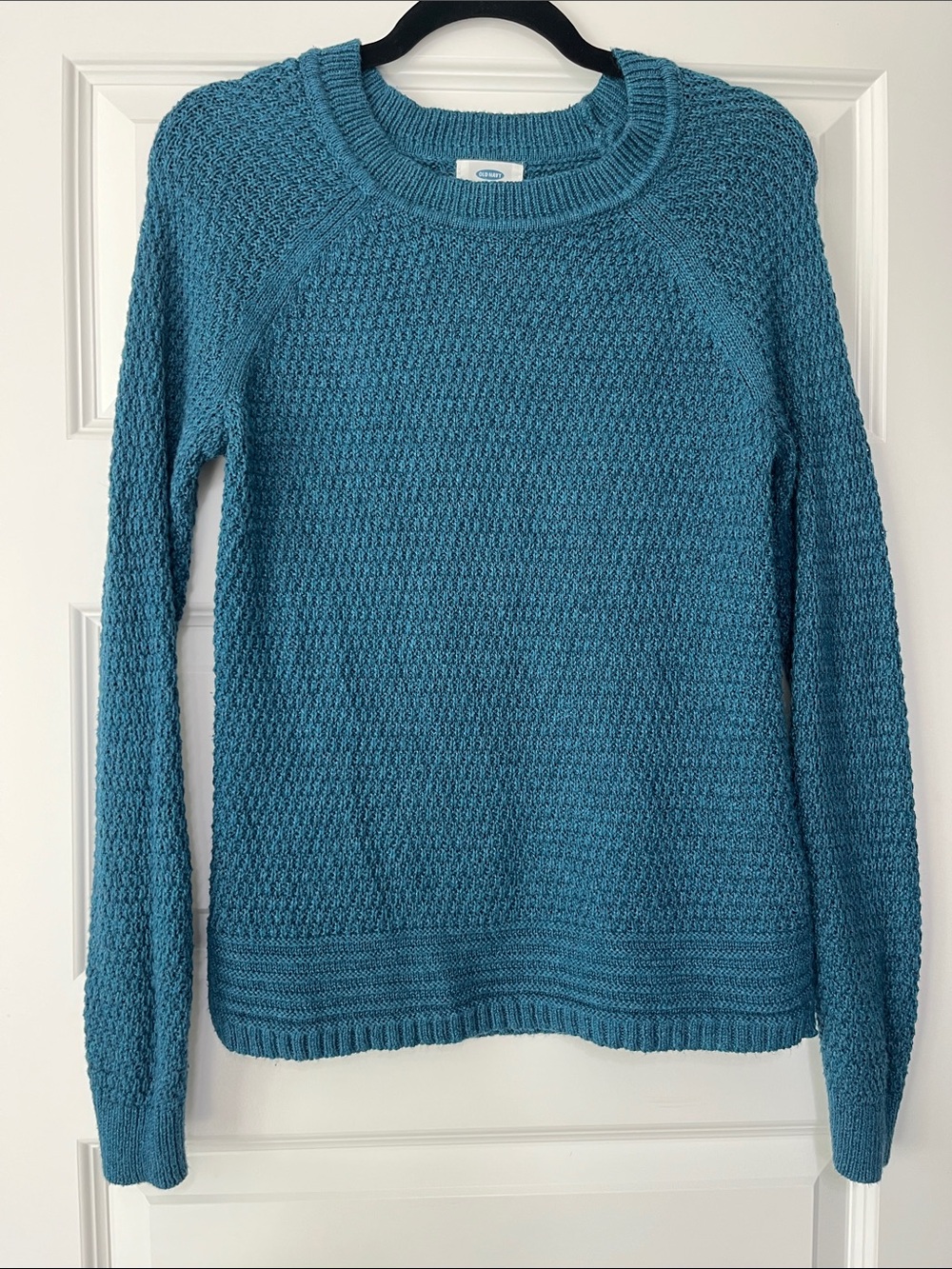 Old Navy Teal Blue Textured Crewneck Sweater